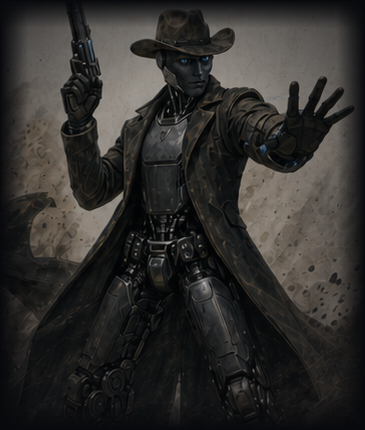 Seven, Peacemaker drawn, hand raised